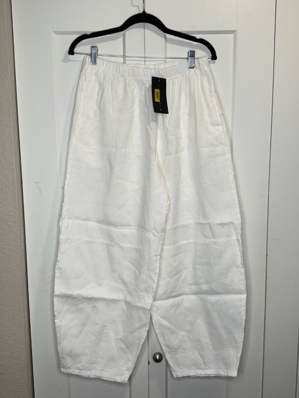 Bryn Walker Olivier Light Linen Ankle Lantern Pull-On Pants, White, Sz Med NWT
